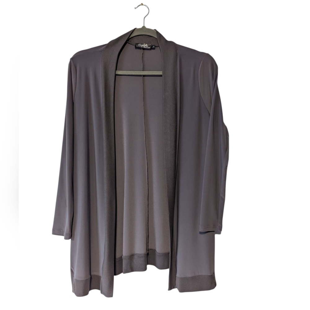 Sympli Women's Edge Cardi Mushroom Open Cardigan asymmetrical longline Size 12.